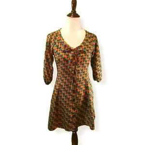 Green & Brown 70s dress